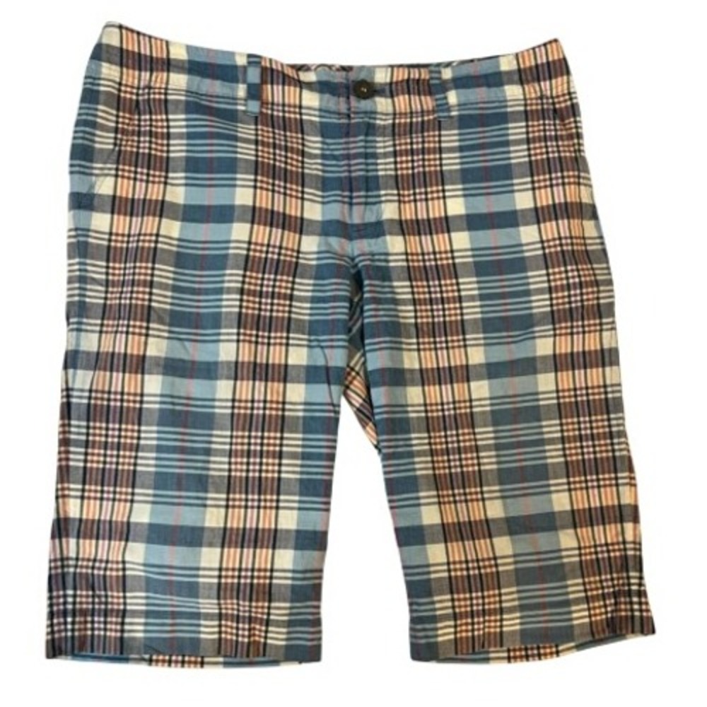 Ralph Lauren Womens Plaid Bermuda Shorts 10 Button Front Cotton‎ Preppy Summer